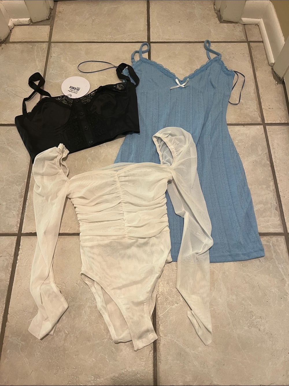 Princess Polly Light Blue Knit Lace Trim Cami